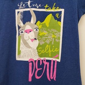 Cute Navy V Neck Graphic Llama Tee. NWT